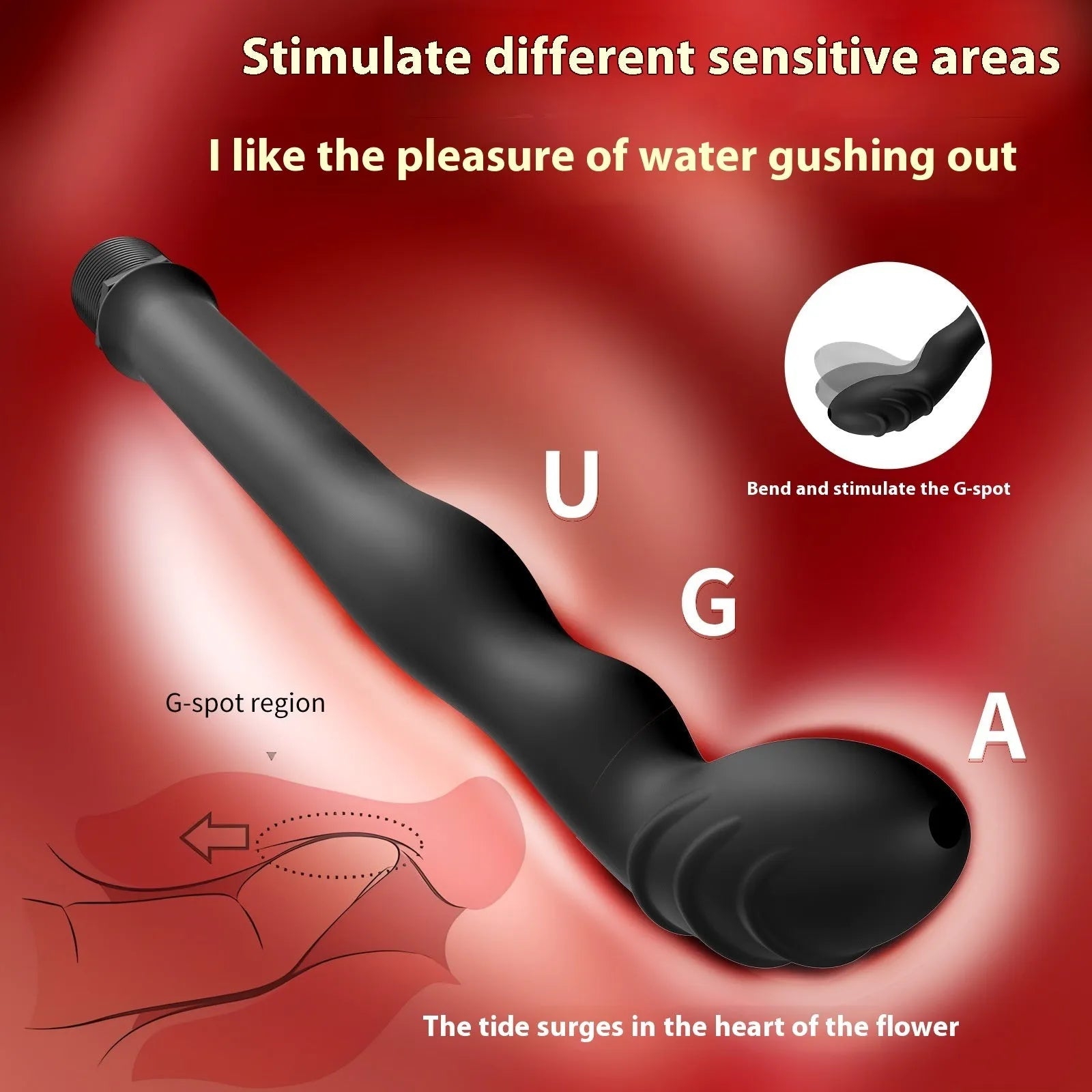 Black silicone hosepipe flusher with enema unit in large and small size options