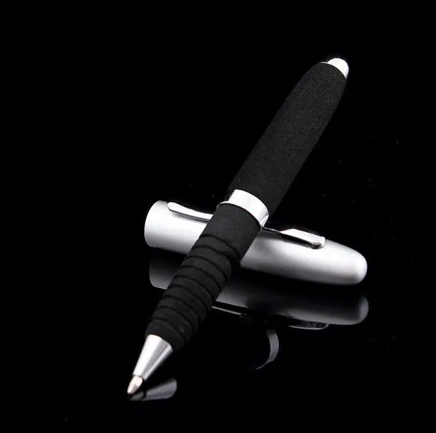 Metal-capped ballpoint pen with 1.0mm bullet tip shown in multiple ink colour options.