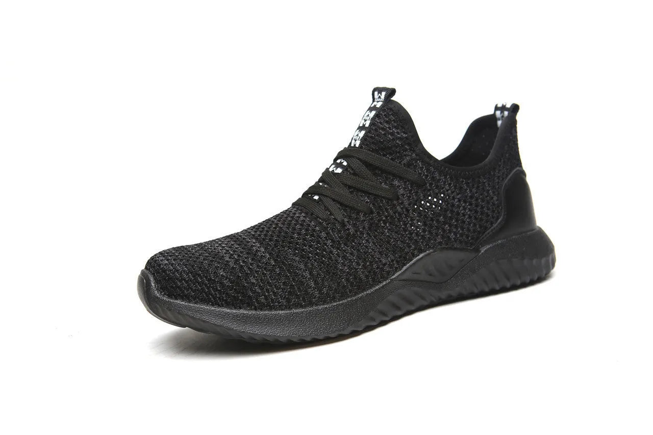 Steel toe cap safety work shoes in black and grey colours with low-cut design