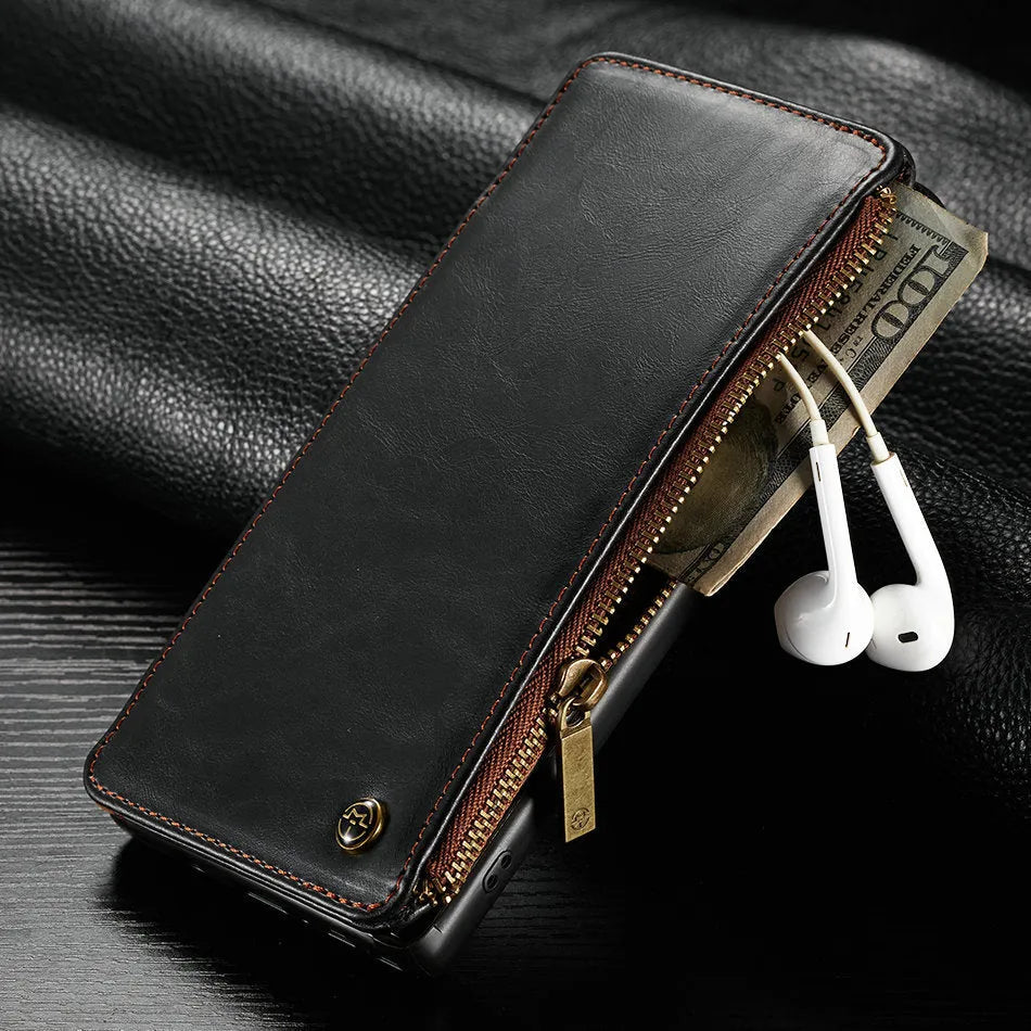 Samsung Galaxy Note 9 flip wallet case in PU leather with card slots and magnetic closure