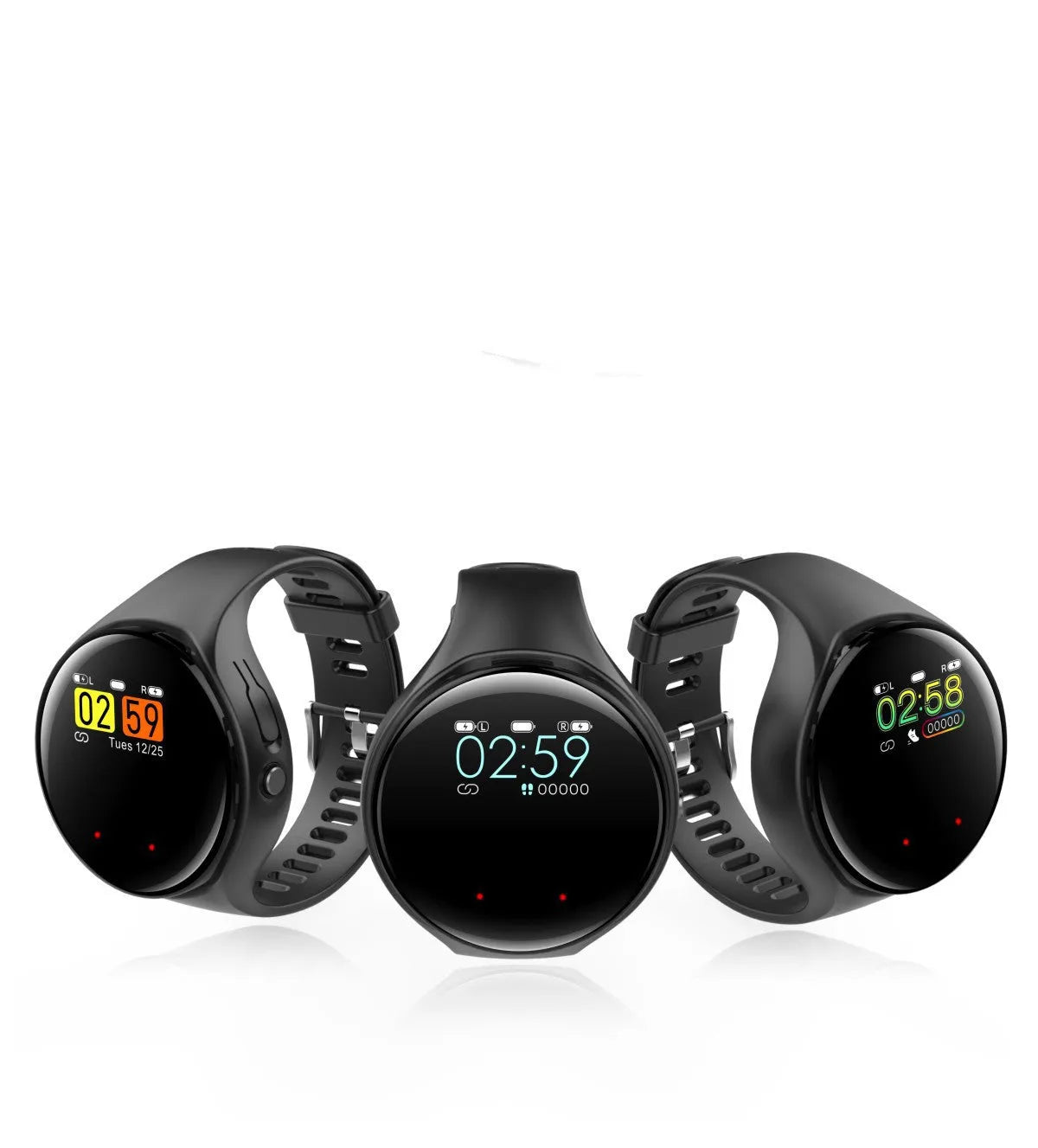 Black detachable smart bracelet and Bluetooth headset combo for fitness tracking and wireless calls.
