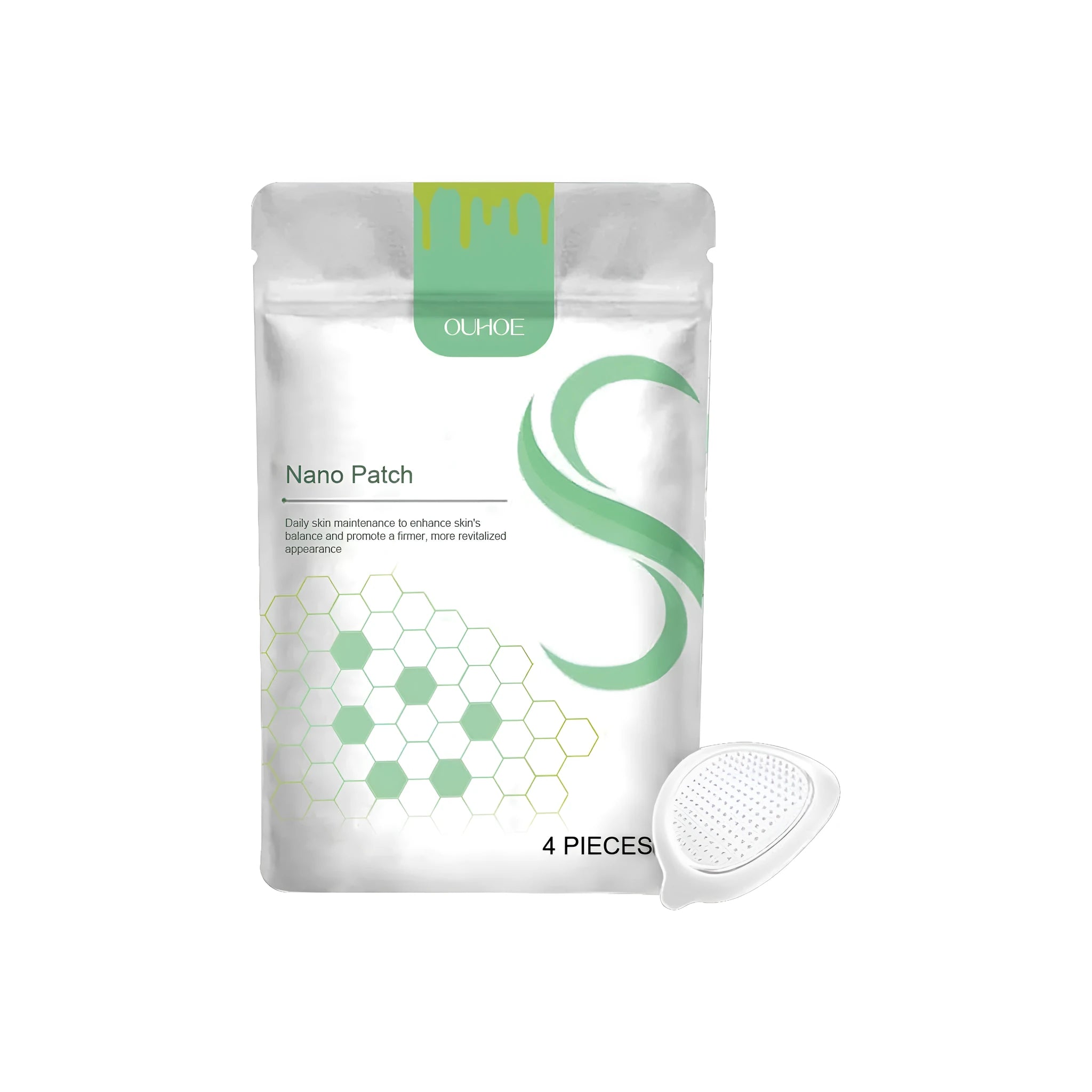 A pack of four micro needle body shaping care patches for topical skincare application.