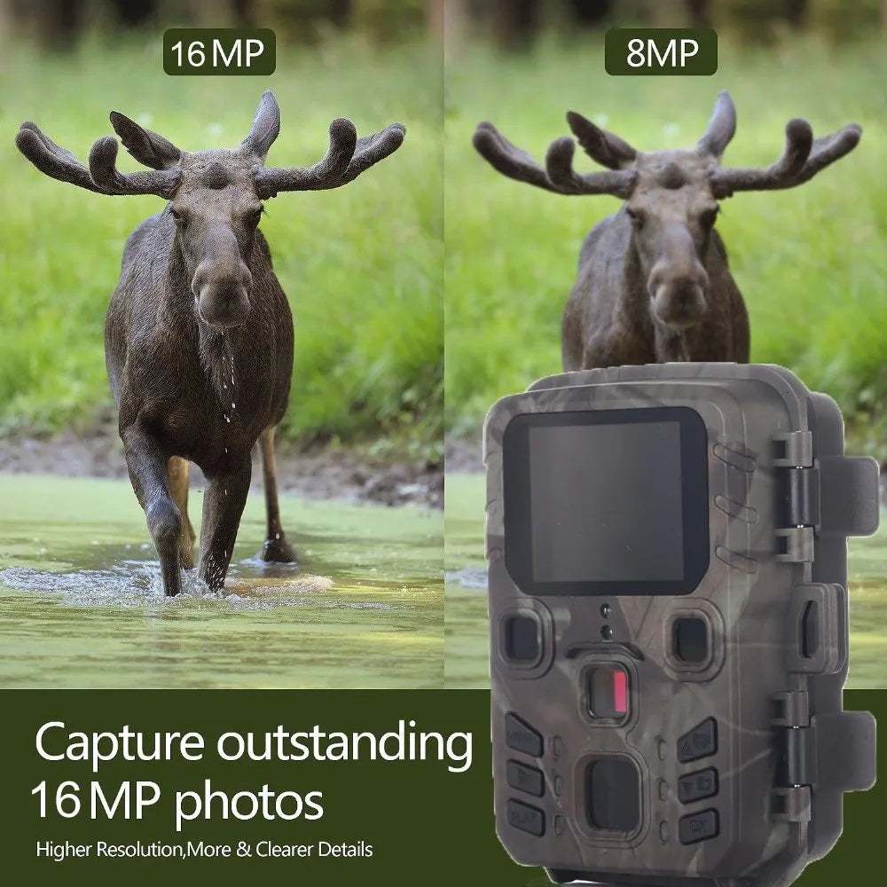 Black infrared night vision monitoring device with lens and plastic housing on a colour box.