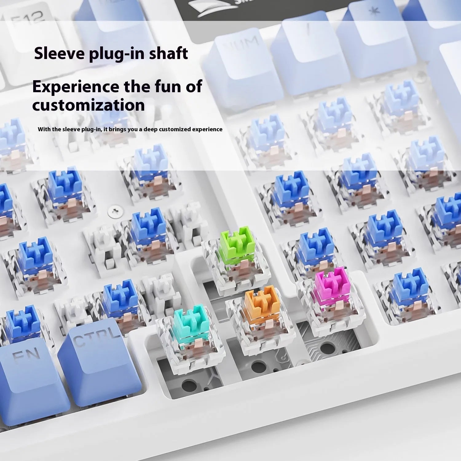SK15 wired mechanical gaming keyboard with central knob in Autumn Water Blue colour