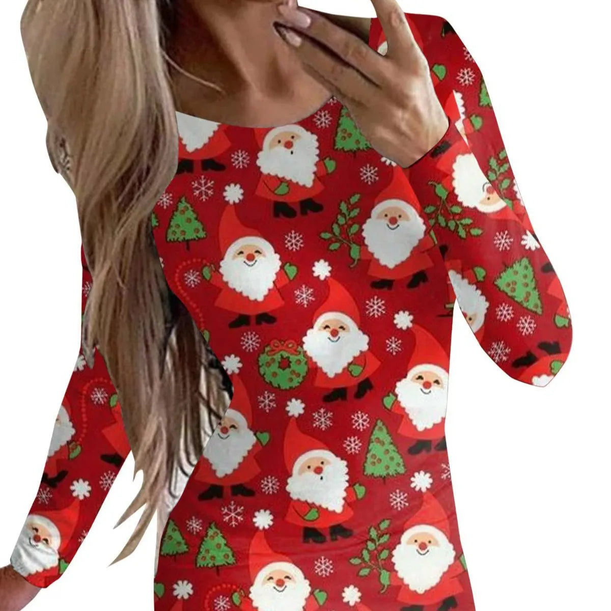 Women's Christmas printed polyester narrow dress with animal pattern design in floral colours