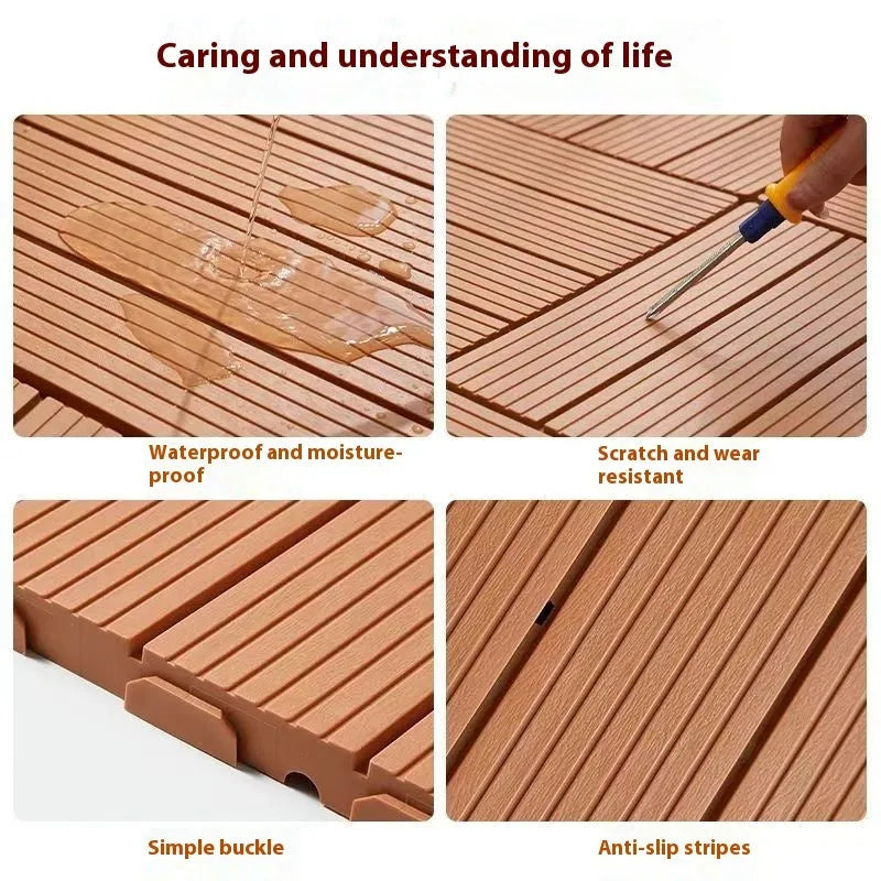 300x300mm plastic flooring tile with wood grain finish and non-slip wear-resistant surface