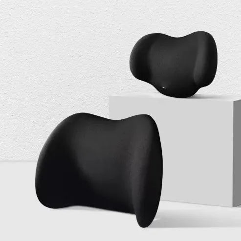 Memory cotton car cushion set showing separate headrest and back support pieces in a choice of colours.