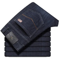 Loose fit plus size stretch jeans in black and blue for business casual wear