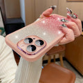 Ultra-thin glitter gradient magnetic phone case for iPhone on a table, showing silver colour shift.