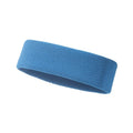 A widened solid colour sports headband made from elastic polyester spandex, shown in one of five available colours.