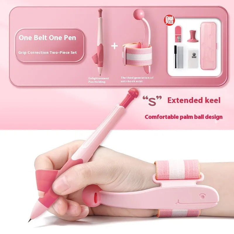Blue anti-hook wrist brace pen control corrector for children's writing posture