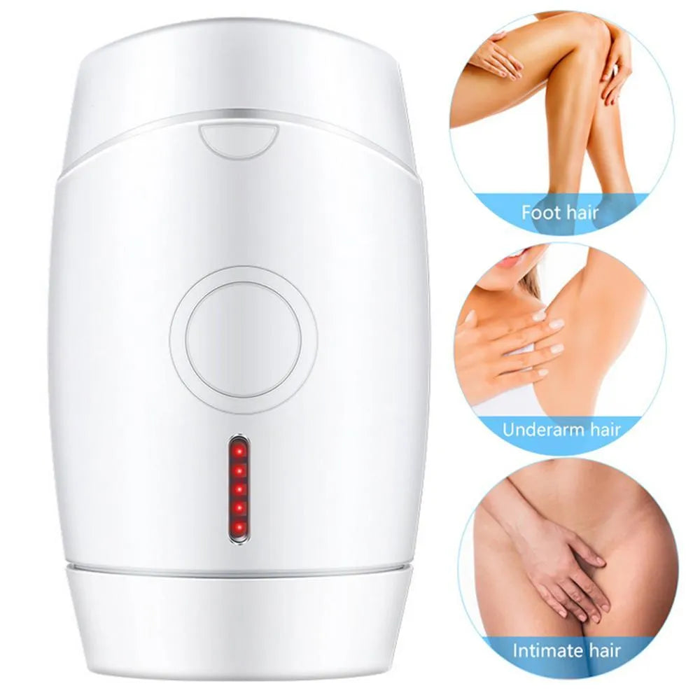 White home laser hair removal instrument with 5 energy gear settings and compact handheld design