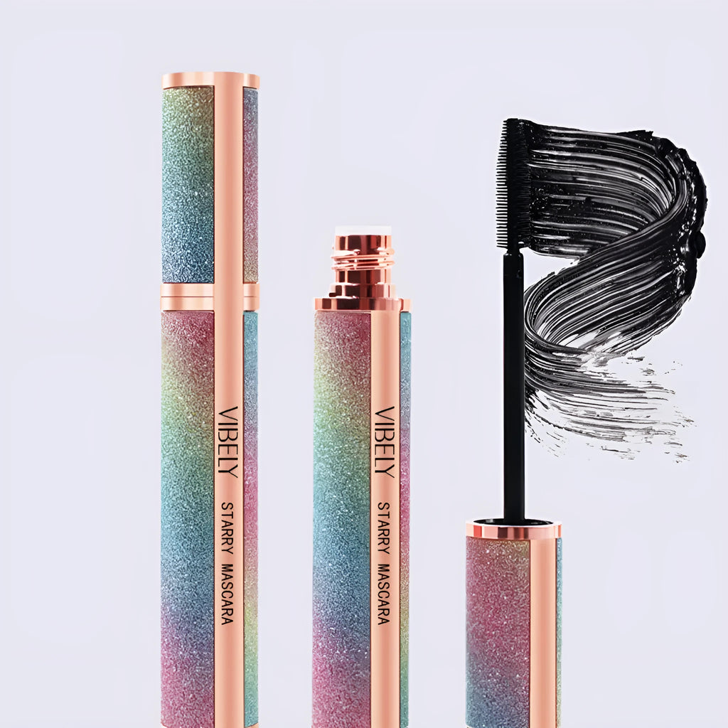 Black waterproof mascara tube for 4D volumised long thick curled eyelashes
