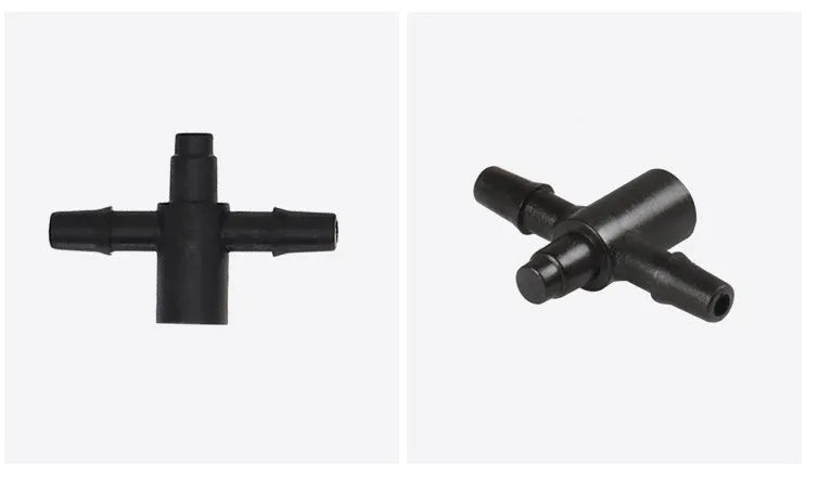 White PE plastic tee water distribution joint connector for micro spray irrigation systems
