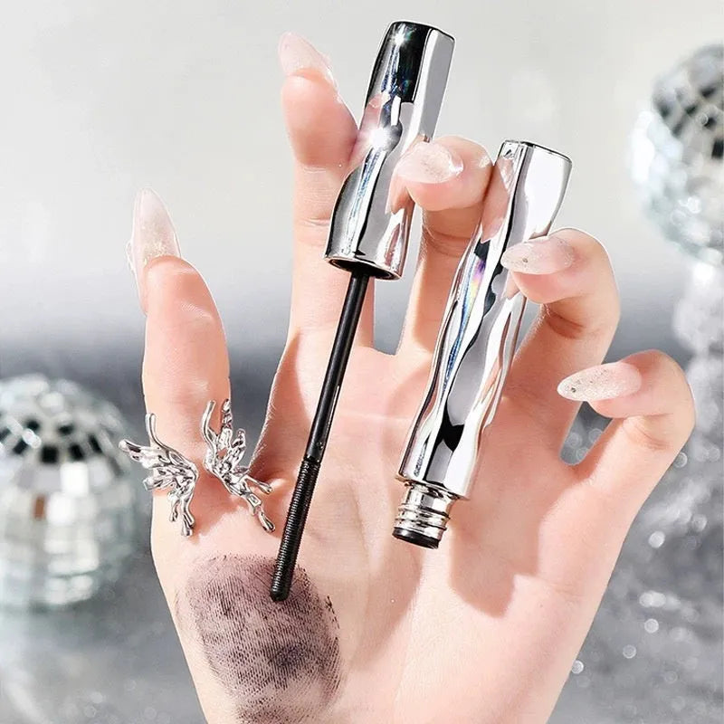 Steel tube waterproof mascara in black and brown with optional eyelash curler