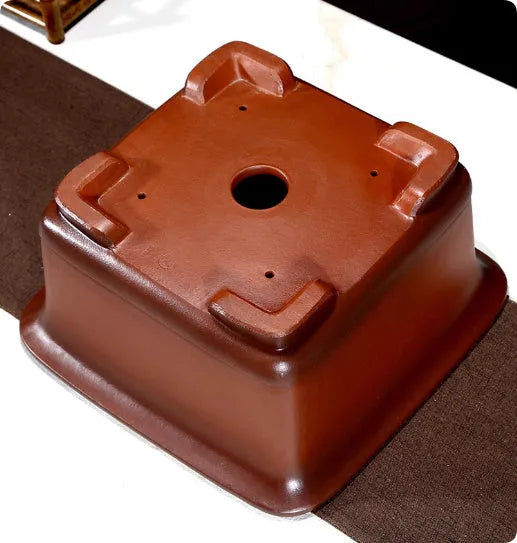 Large antique Chinese style purple clay flower pot for indoor plants and bonsai trees