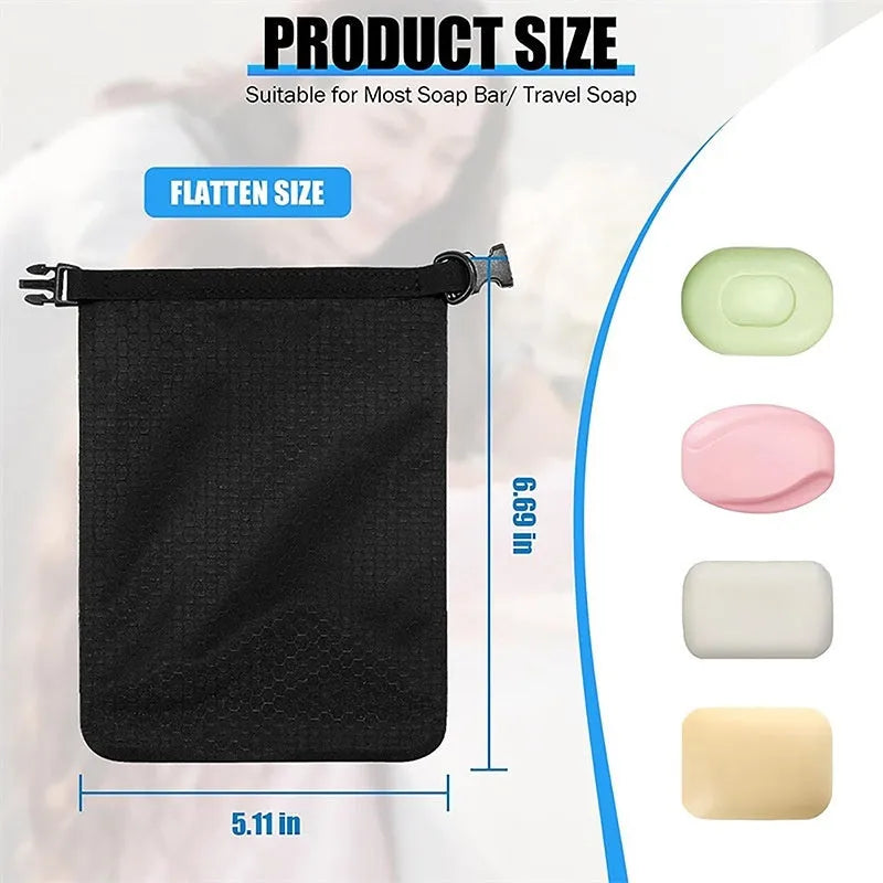 Waterproof bubble net soap bag measuring 17cm by 13cm for quick-drying soap storage