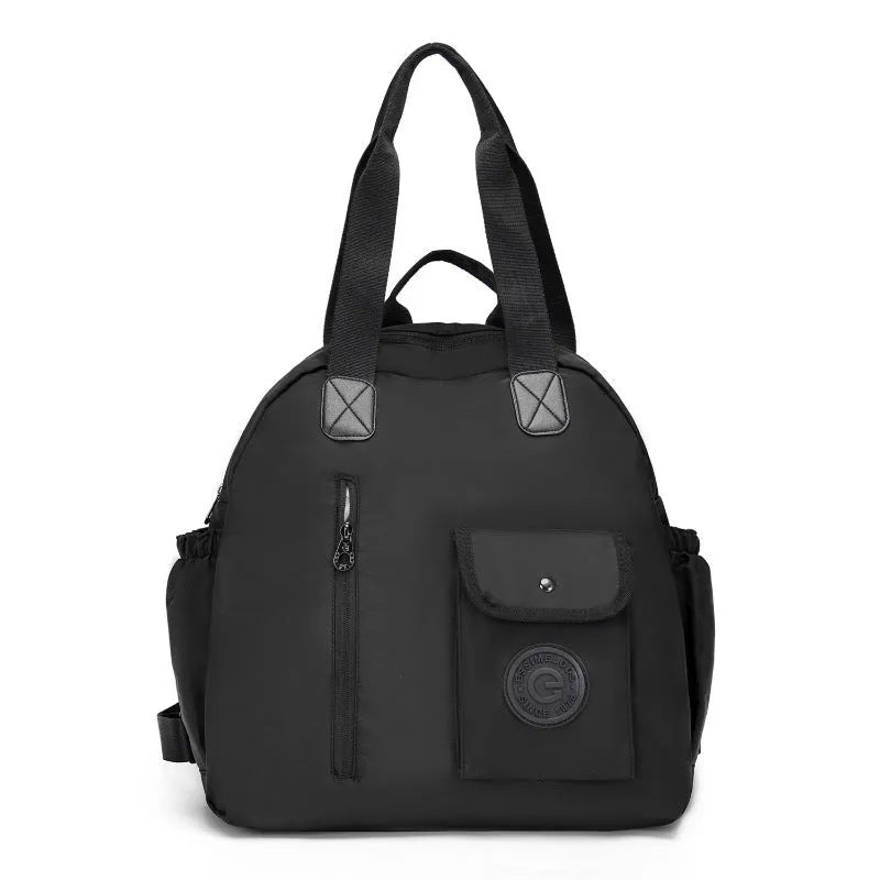 Large lightweight outdoor nylon backpack in black, khaki, or green with sandwich pockets, showing 48cm height.