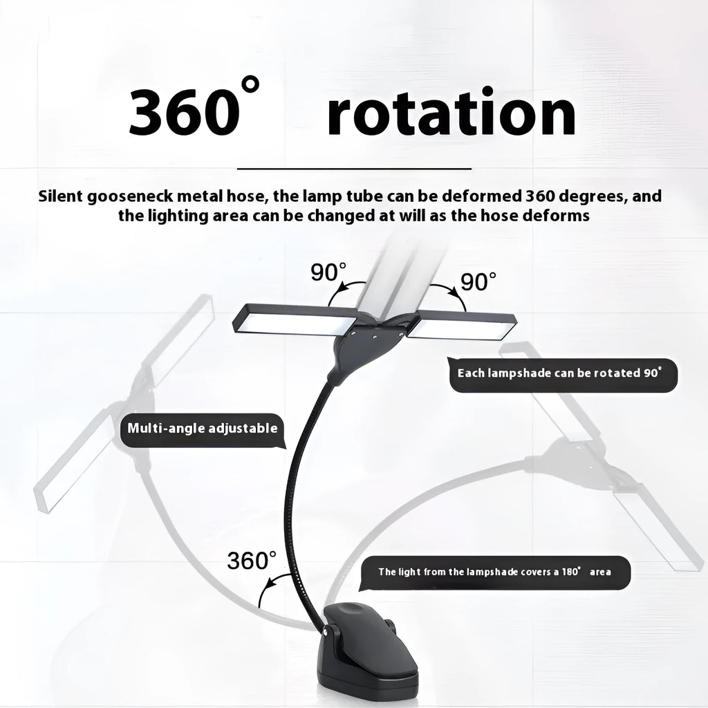 Black rechargeable music stand lamp with 28 LED lights for sheet music illumination