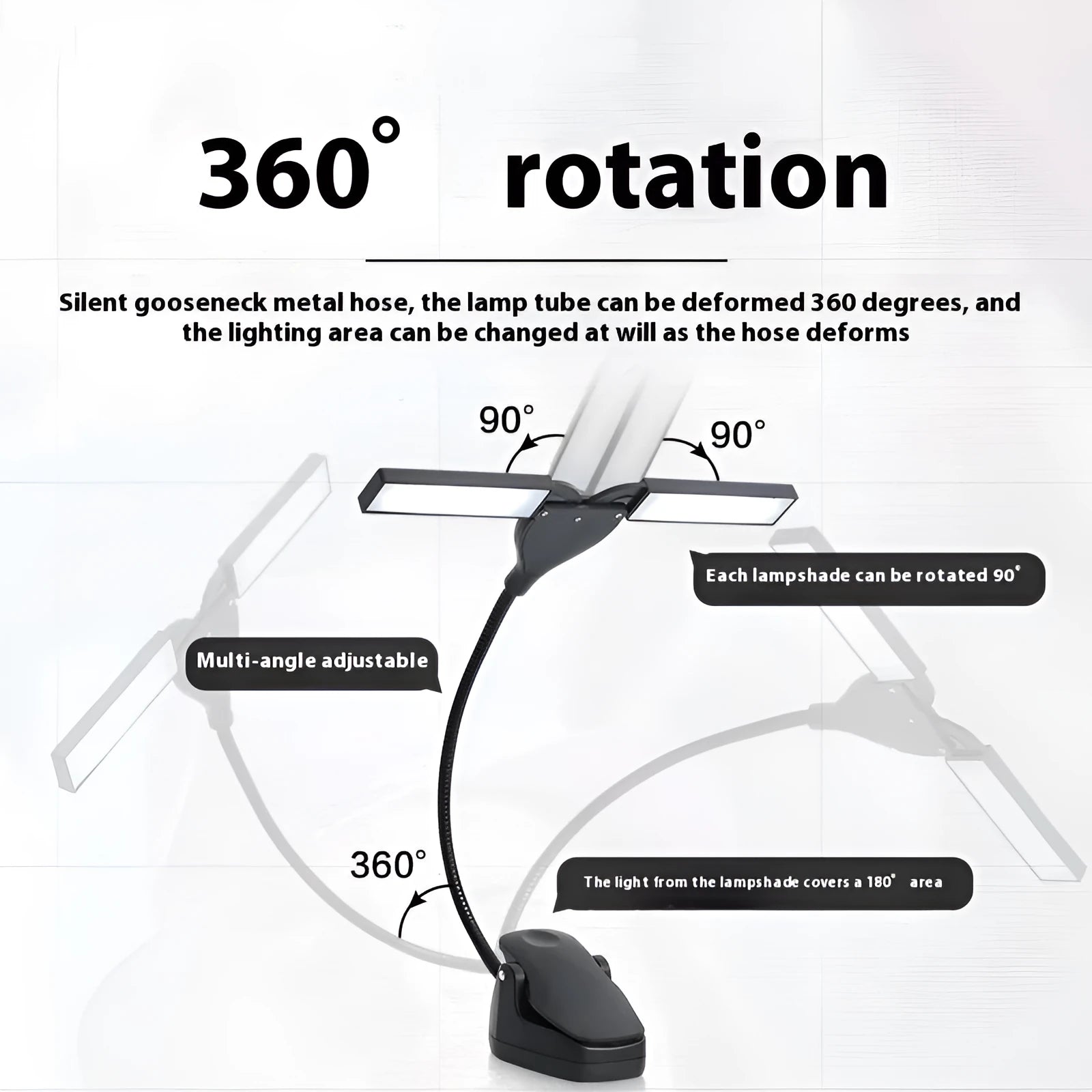 Black rechargeable music stand lamp with 28 LED lights for sheet music illumination