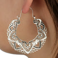 Bohemian ethnic earrings in geometric alloy with plated finish, women's fashion style A, one pair