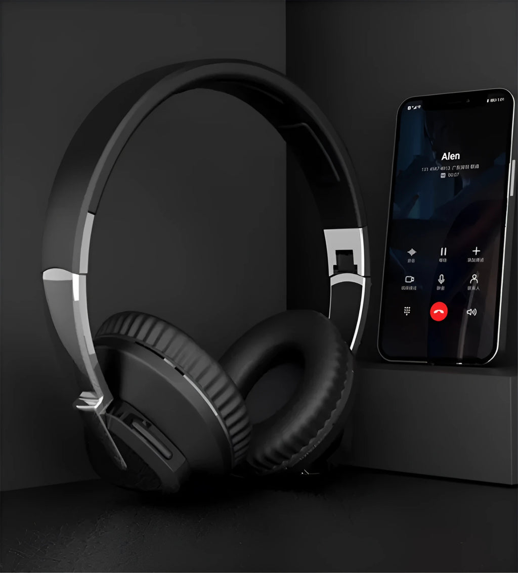 H3 wireless Bluetooth over-ear headset in black, showing all-inclusive ear cups and inline controls.