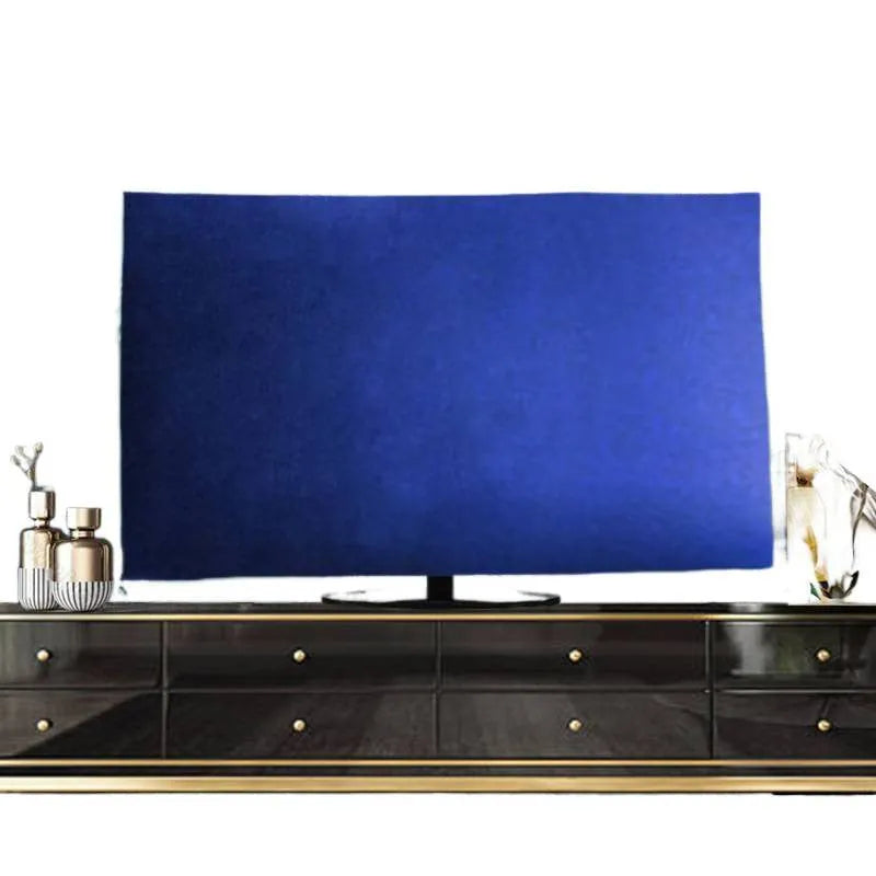 Velvet television cover for LCD TVs shown in one of six available colours, sized for screens from 32 to 70 inches.