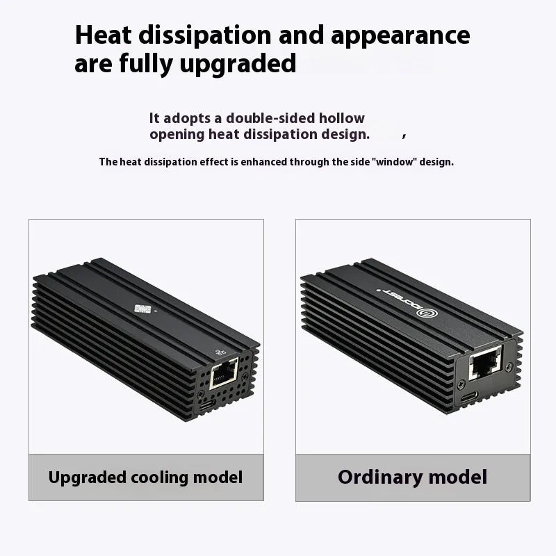 Black Leyu USB4 to RJ45 10 Gigabit Ethernet network adapter with 20cm cable.