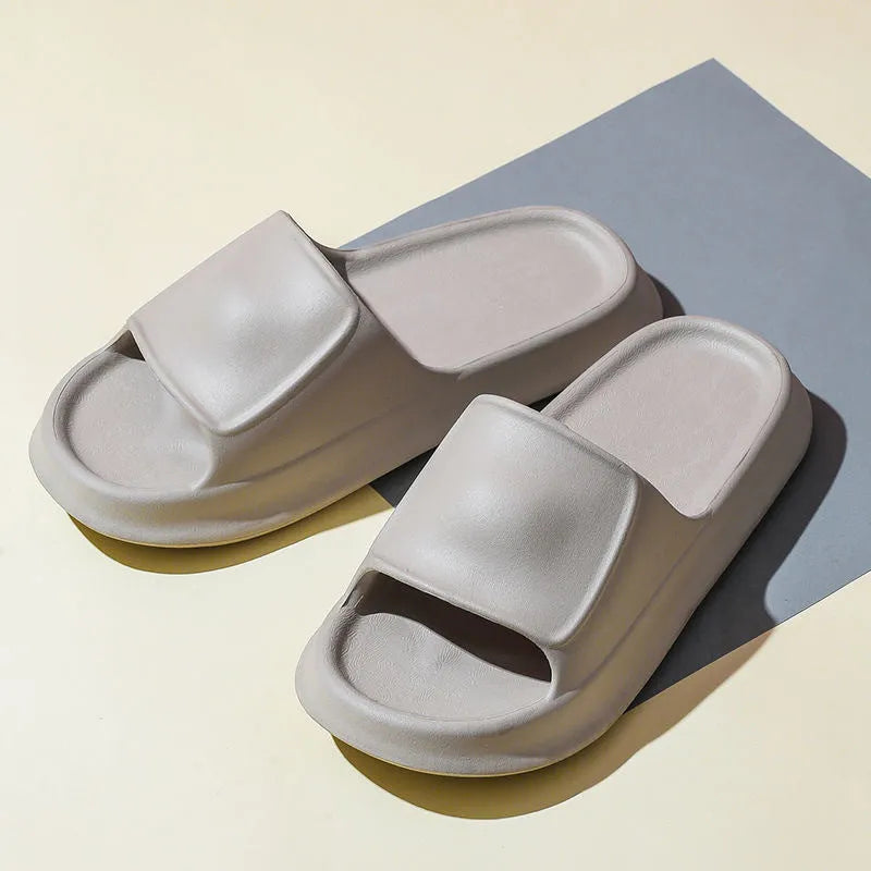 EVA flip-flop slippers with a non-slip sole pattern, shown in multiple colours including black, pink, and white.