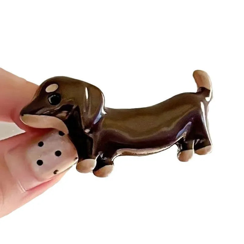 Dachshund dog design hair barrettes with electroplated finish and delicate construction