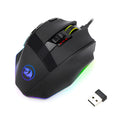 Black Redragon M801P dual mode gaming mouse with nine programmable buttons and ergonomic design