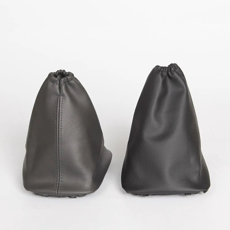 Black leather shift lever dust cover for Toyota Corolla measuring 15.2cm x 12.9cm x 2.3cm