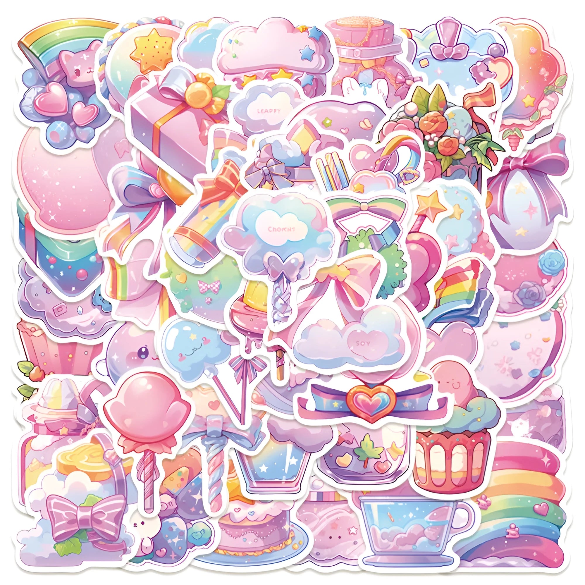 Fresh candy decorative waterproof stickers measuring 4-7cm with cute small object designs