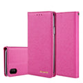 Apple iPhone flip wallet case with card slots in PU leather, shown in multiple colour options