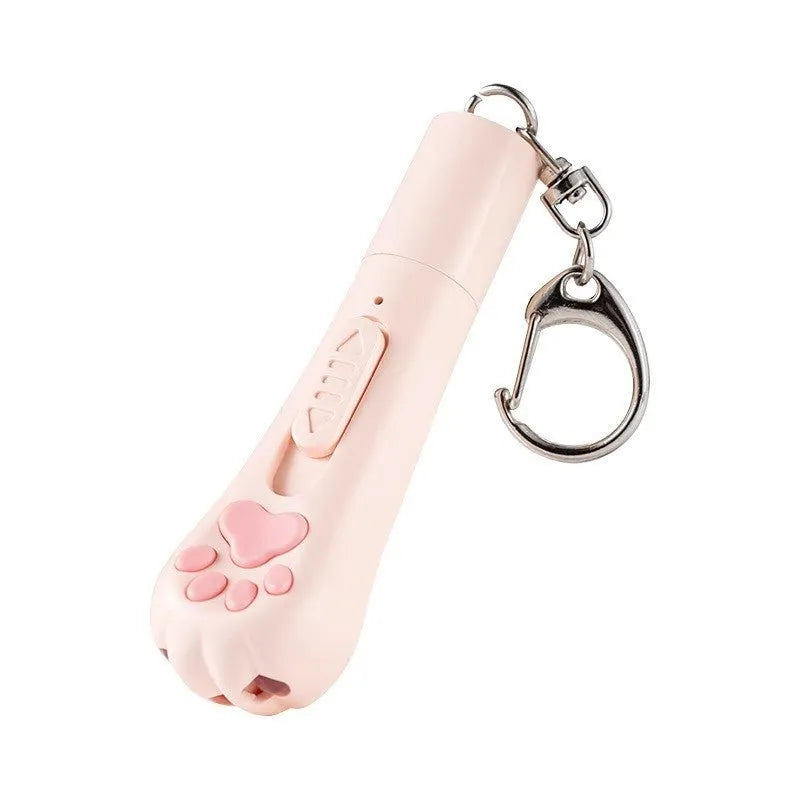 Cat teaser pen toy with LED light in pink, cream, or sky blue colour options