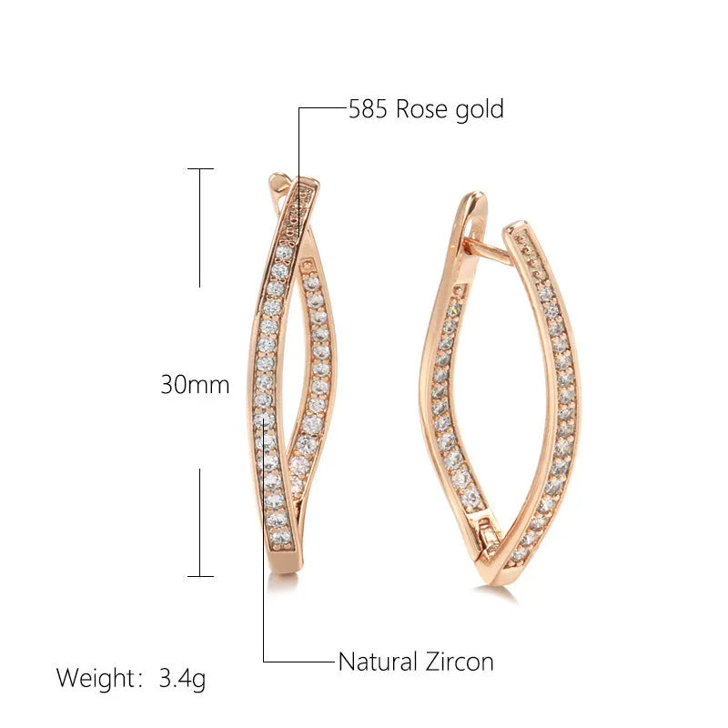 Geometric zircon drop earrings in H0493 colour with copper construction showing structured design lines