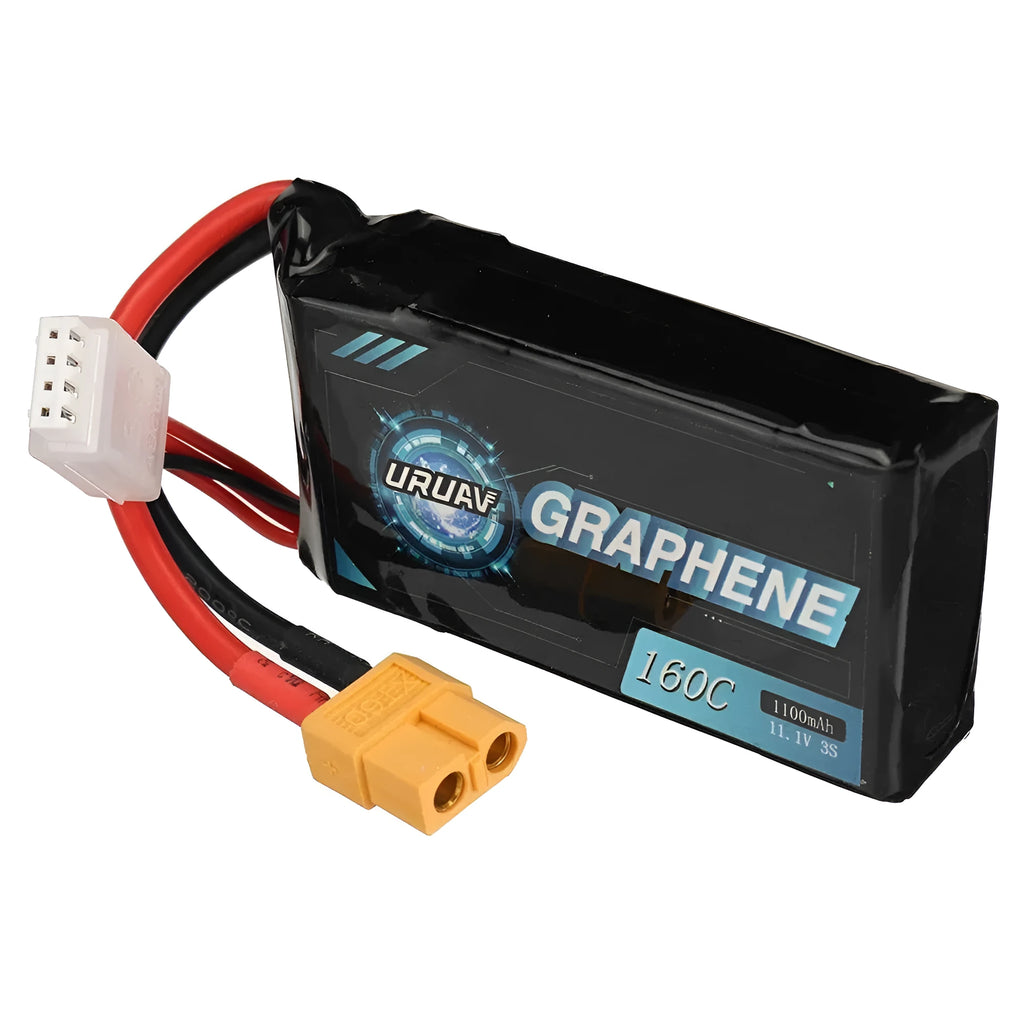 7.4V 1200mAh lithium battery for RC model cars and boats measuring 15x36x70mm