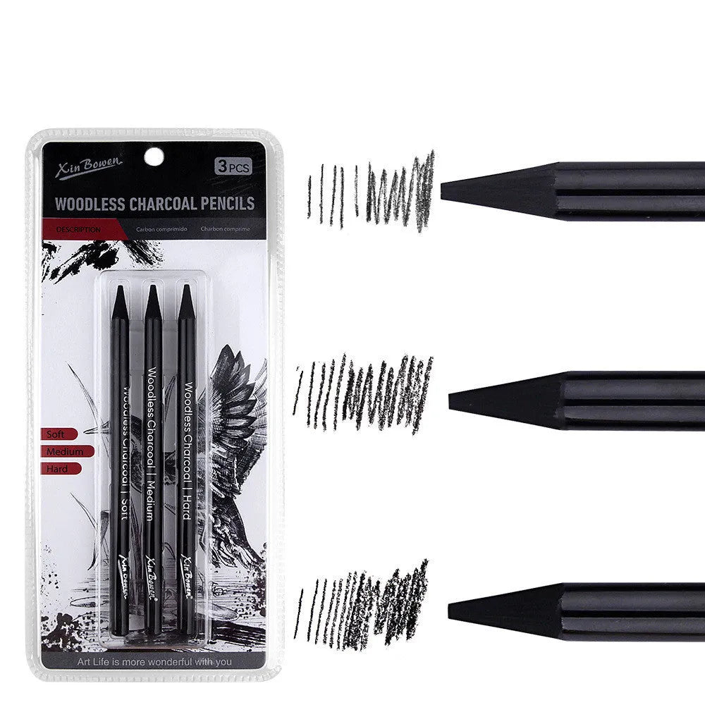 Set of six graphite sketching pencils in grades HB, 2B, 4B, 6B, 8B, and EE.