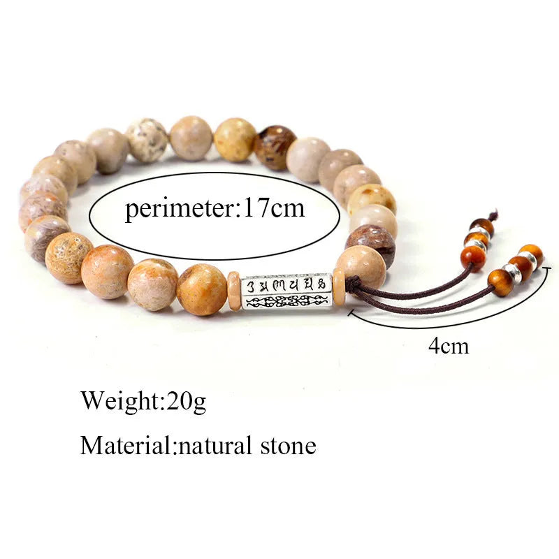 Handmade wood colour stone bead bracelet with retro simple design