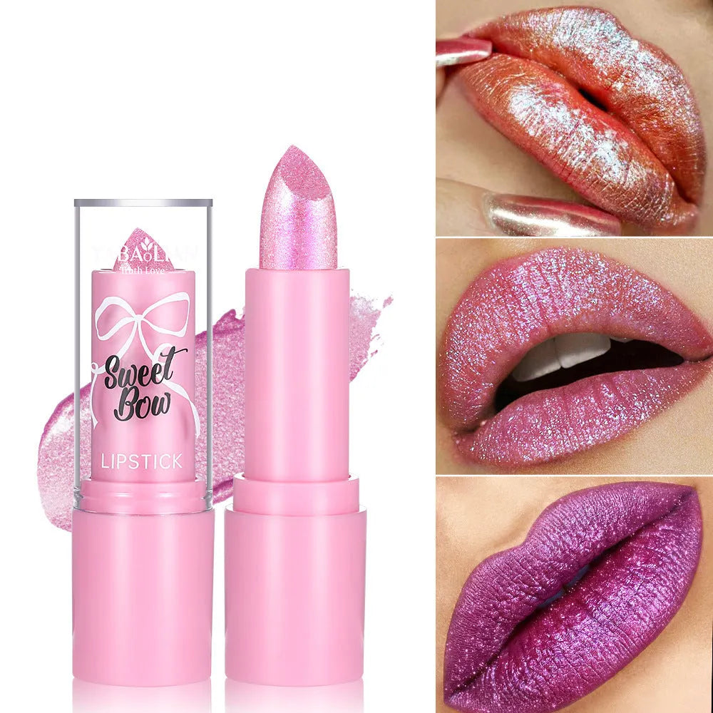 Diamond lipstick with sweetheart bow design in six colour shades