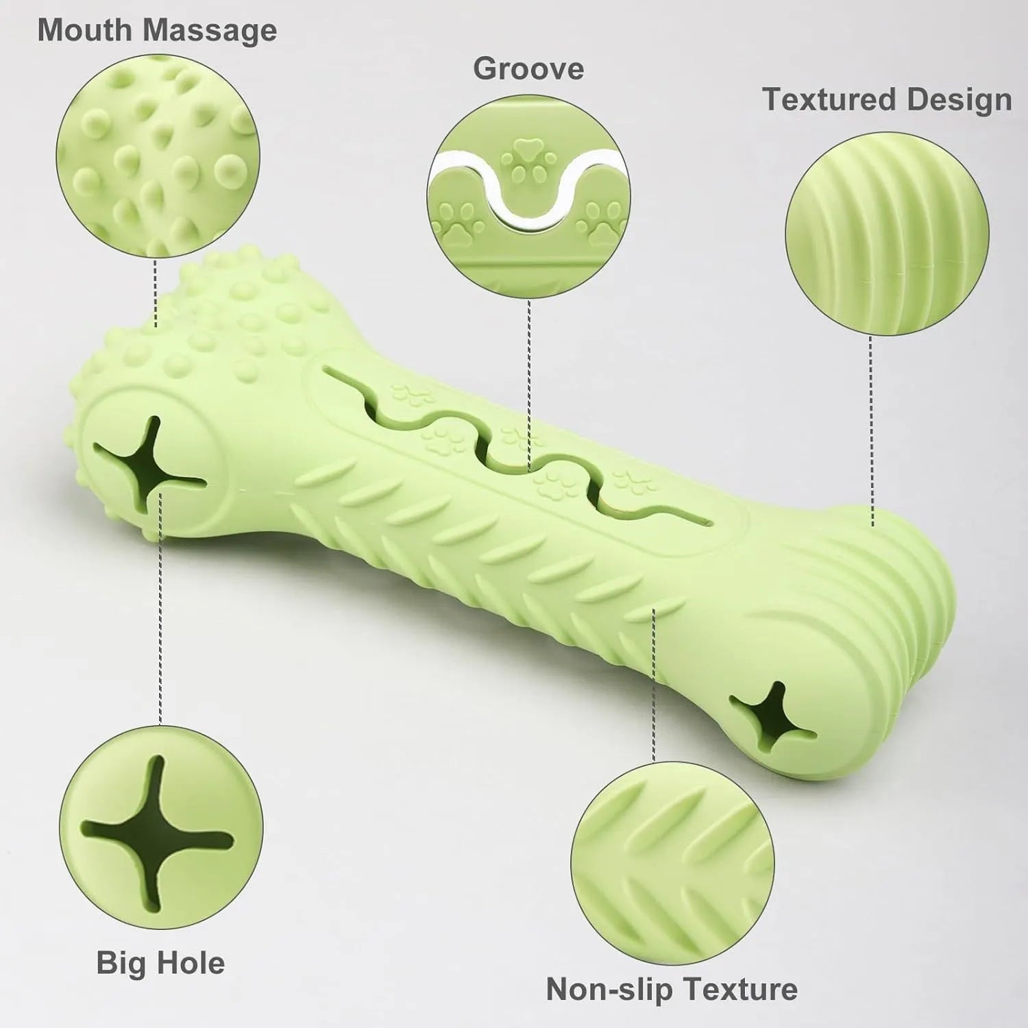 Blue natural rubber bone-shaped dog chew toy for aggressive chewers on a white background.