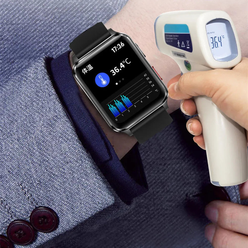 Multi-sport watch with 1.7-inch tempered glass screen showing heart rate and step count display