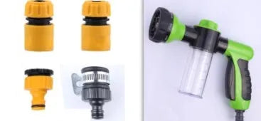 Green high-pressure foam spray gun for car washing with adjustable nozzle and multiple spray patterns