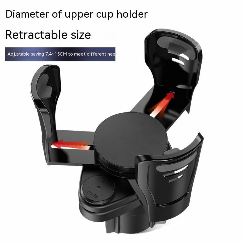 Second generation car cup holder upgrade in carbon fibre and matte black ABS plastic