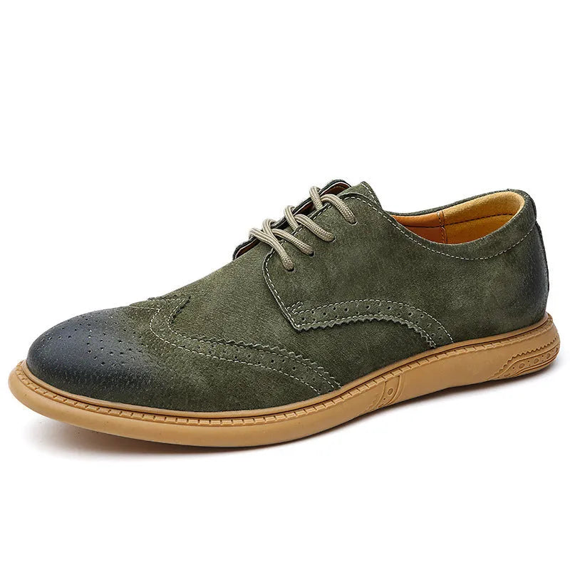 Men's business leather shoes in cowhide with lace-up design and rubber soles