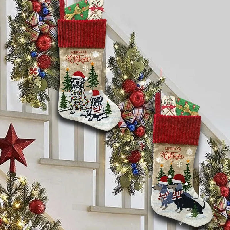 46cm cloth Christmas tree pendant with fireplace design for pet dress-up decor