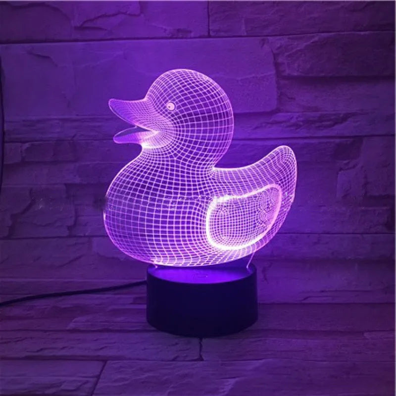 Little yellow duck 3D night light with seven colour options and remote control
