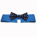 Adjustable denim dog collar with star-pattern bow tie attachment for formal occasions