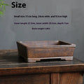 Purple sand rectangular bonsai pot with firewood burning five-line pattern decoration