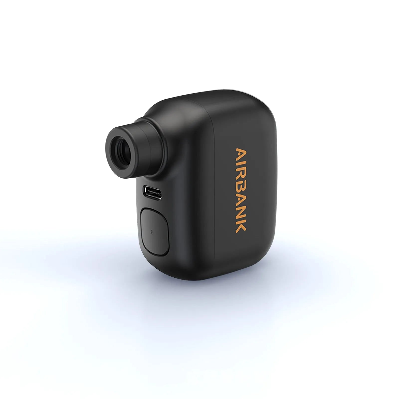 Black mini electric bike pump with USB charging cable and waterproof storage bag for portable bicycle tyre inflation